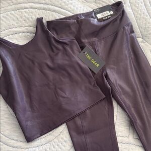 Tek Gear Plum Workout Tank and High-Rise Leggings - Deep Purple